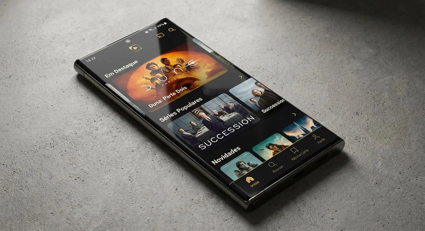 Mockup de telemóvel Android com ecrã inicial da app Solverde
