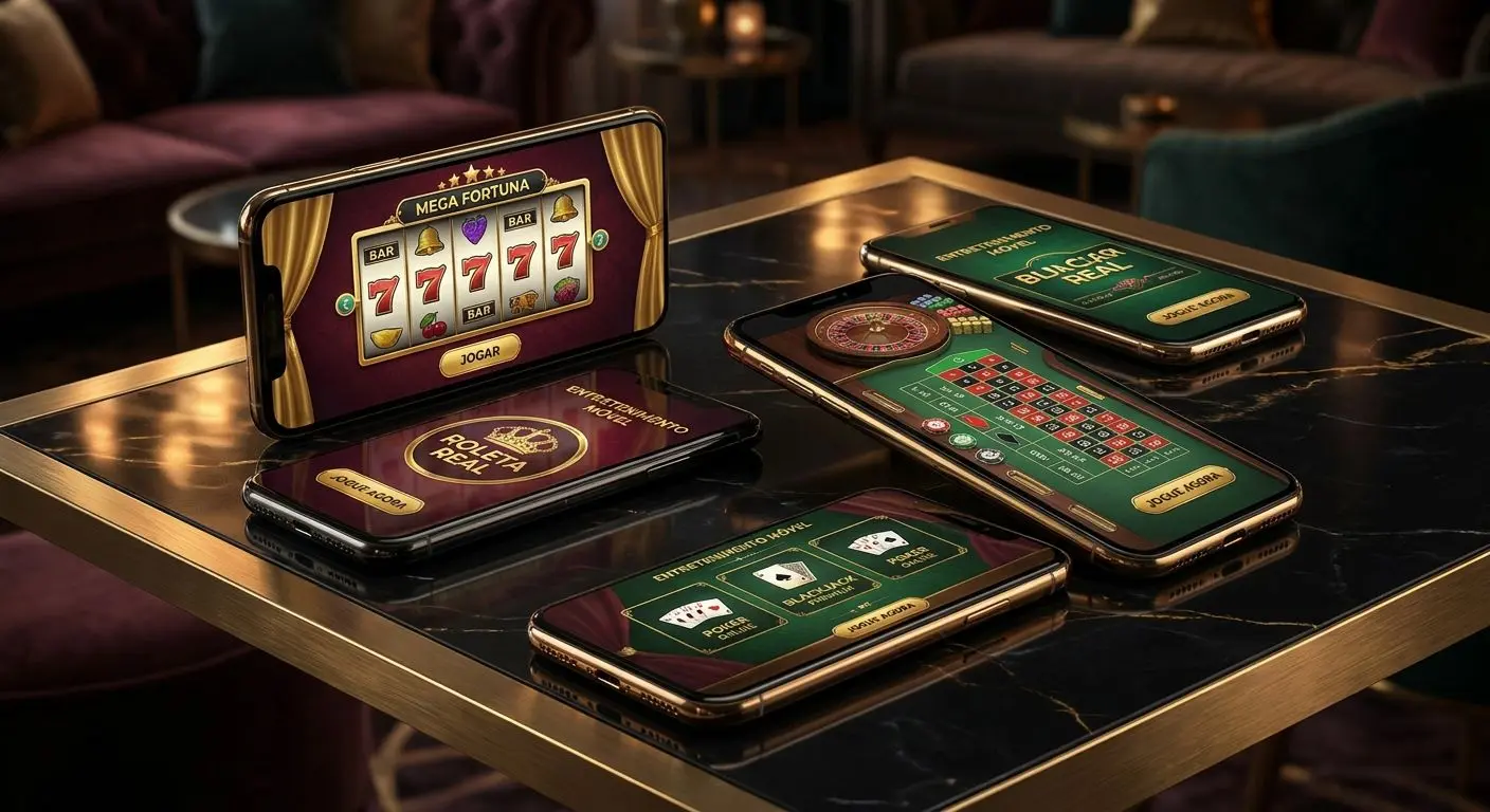 Colagem de jogos na app com slots e roleta