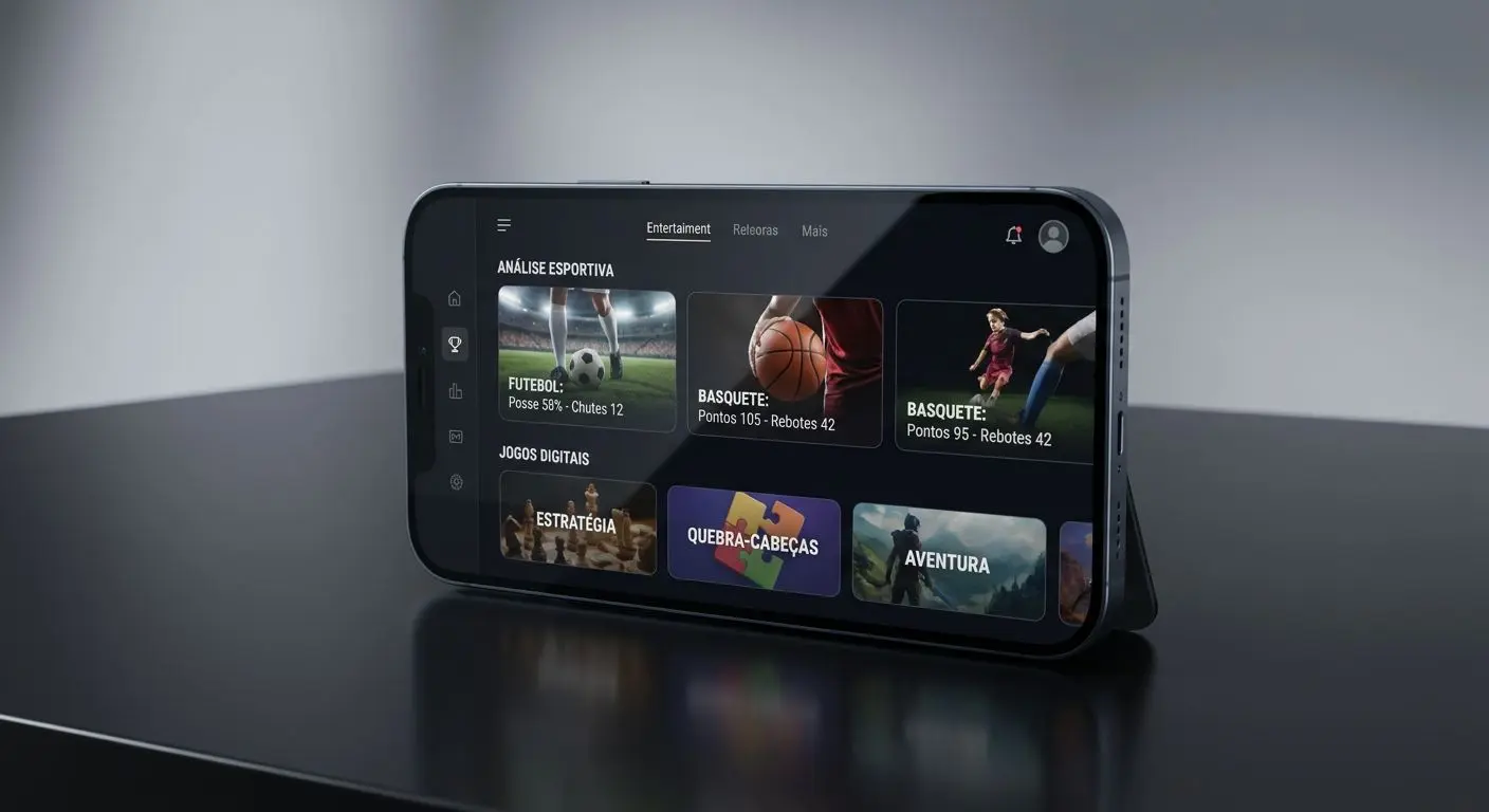 Smartphone com interface mobile genérica de desporto e jogos online