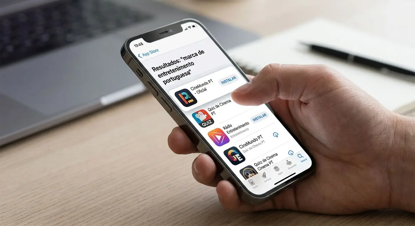 Pesquisa da Solverde na App Store num iPhone com resultado oficial em destaque
