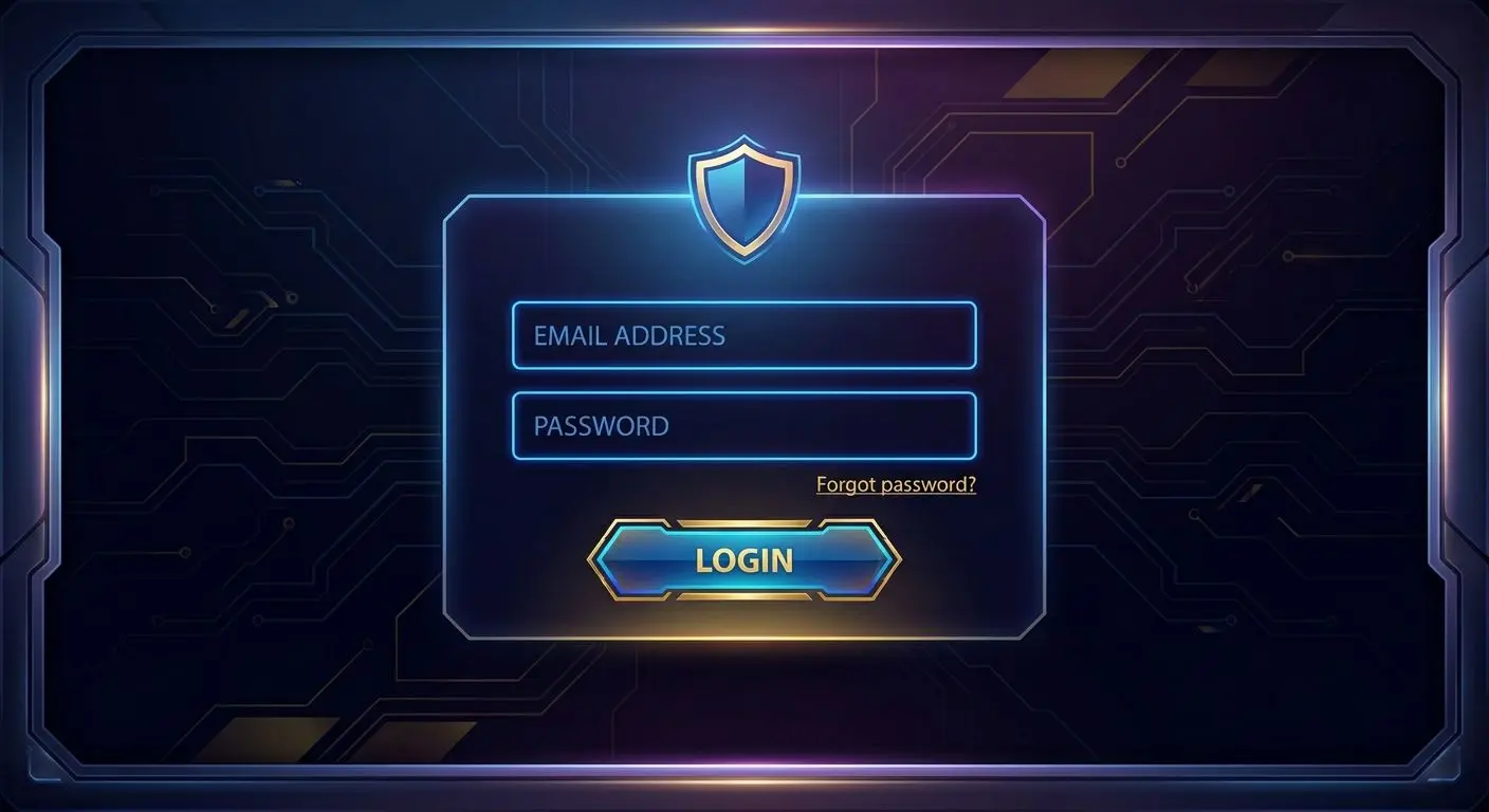 Interface de acesso seguro com campos de email e palavra-passe