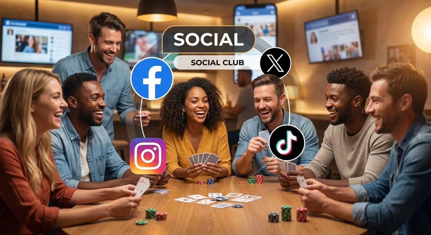 Jogadores de poker com ícones de redes sociais Solverde
