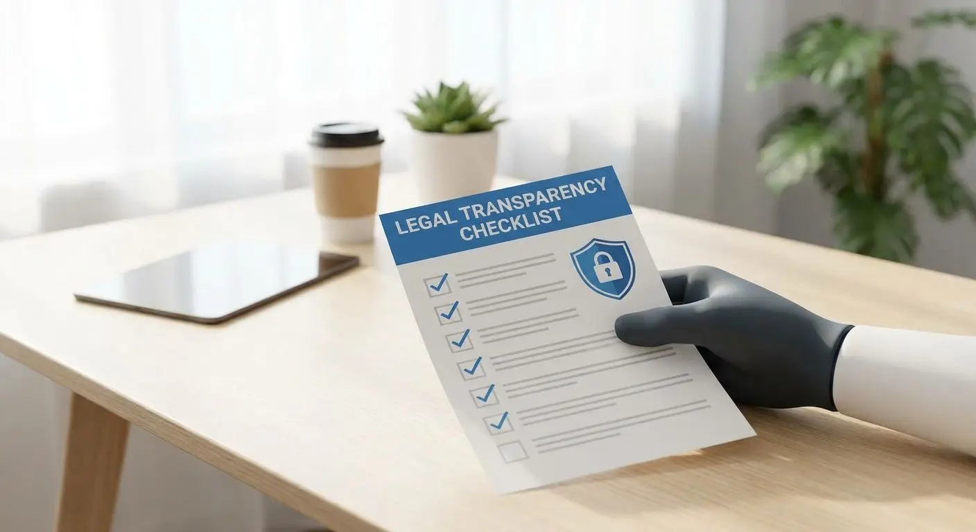 Documento com checklist e ícones de proteção de dados