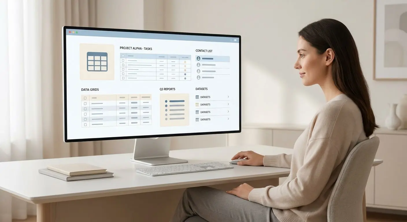 Utilizador a analisar informação organizada em tabela