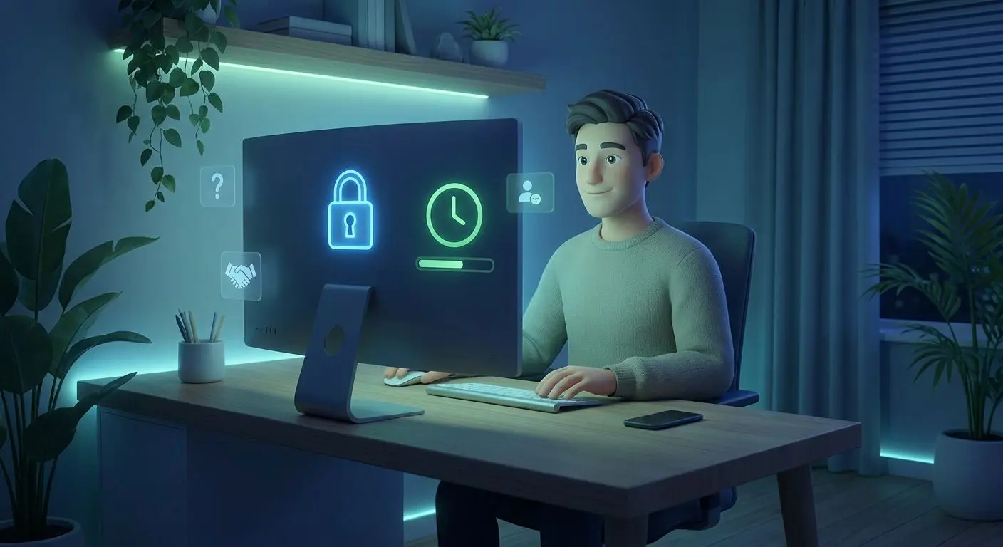 Conceito de segurança digital e jogo responsável com ícones de apoio e limites